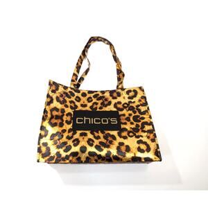 Chico's Tote Bag Brown Black Metallic Animal Print Re-Usable